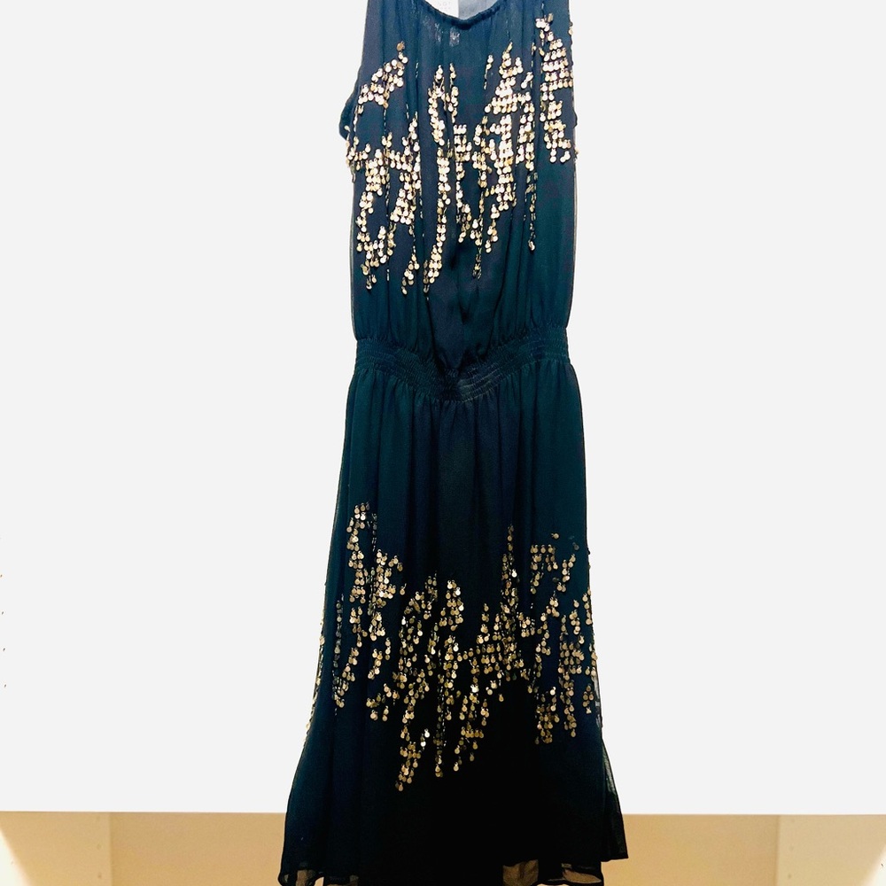 Parker Black Sequin Embellished Halter Mini Dress
